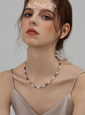 天然石淡水珍珠项链女毛衣链