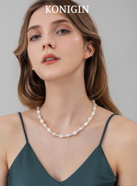 天然贝壳猫咪珍珠项链女倪妮同款