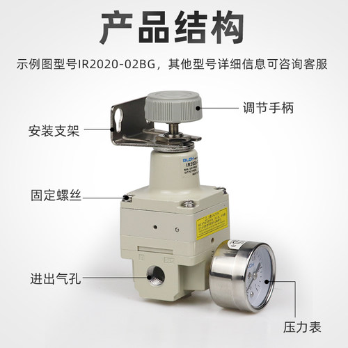 百灵BLCH气动精密调压阀减压阀IR1000-10BG/IR2000-02BG/1020/201 - 图0