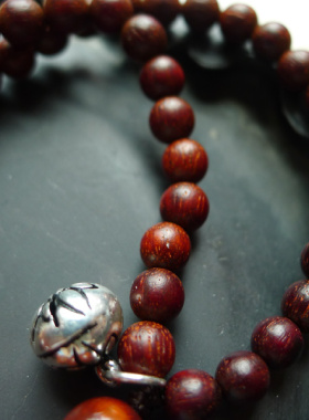 南红设计款印度小叶紫檀毛衣项链