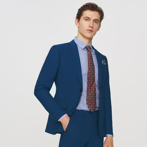 乔顿男绵羊毛西服潮流商务正装净色职业上班西服外套男2025秋冬 - 图3