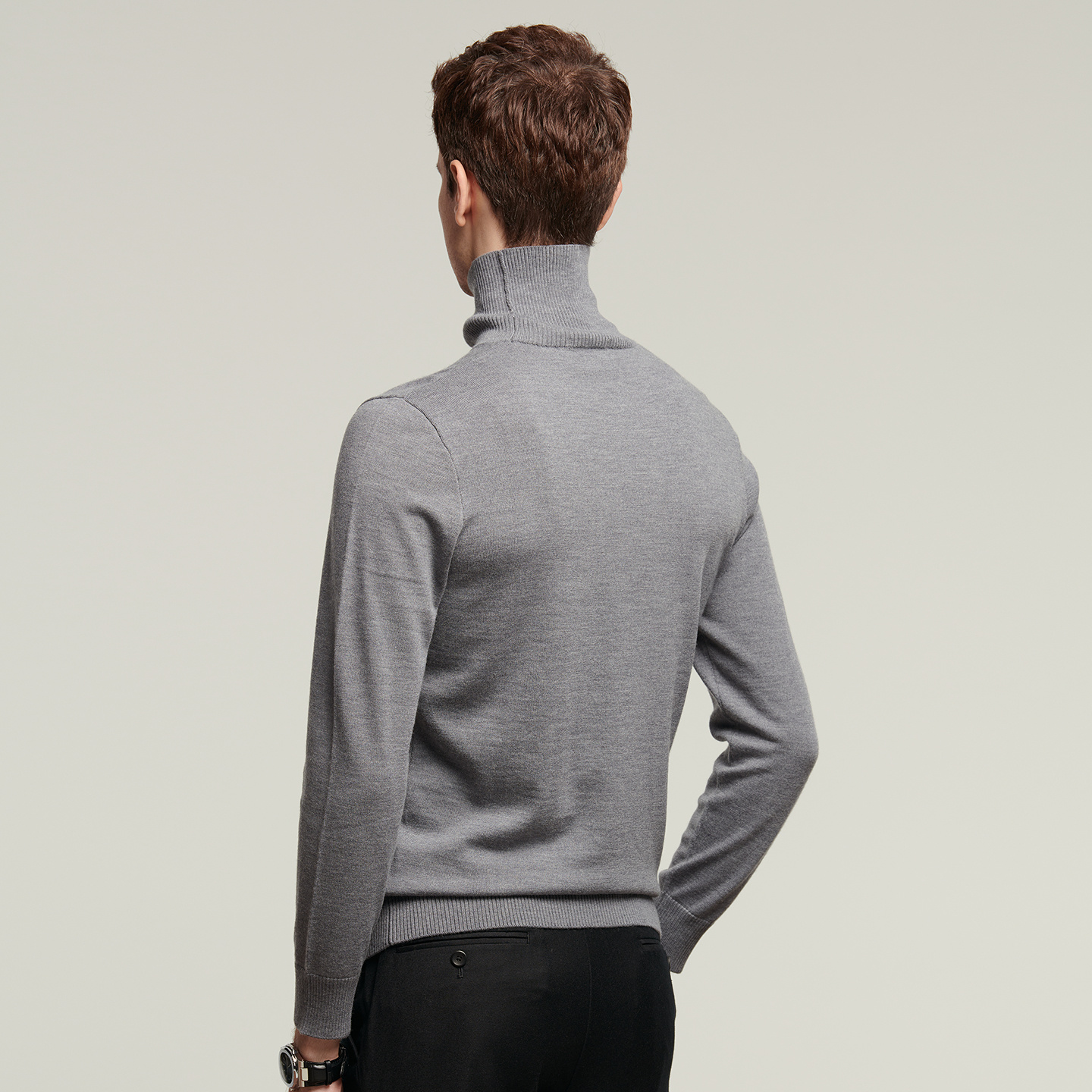 [100%绵羊毛]乔顿男高领毛衣商务休闲纯羊毛针织打底衫纯色羊毛衫 - 图3