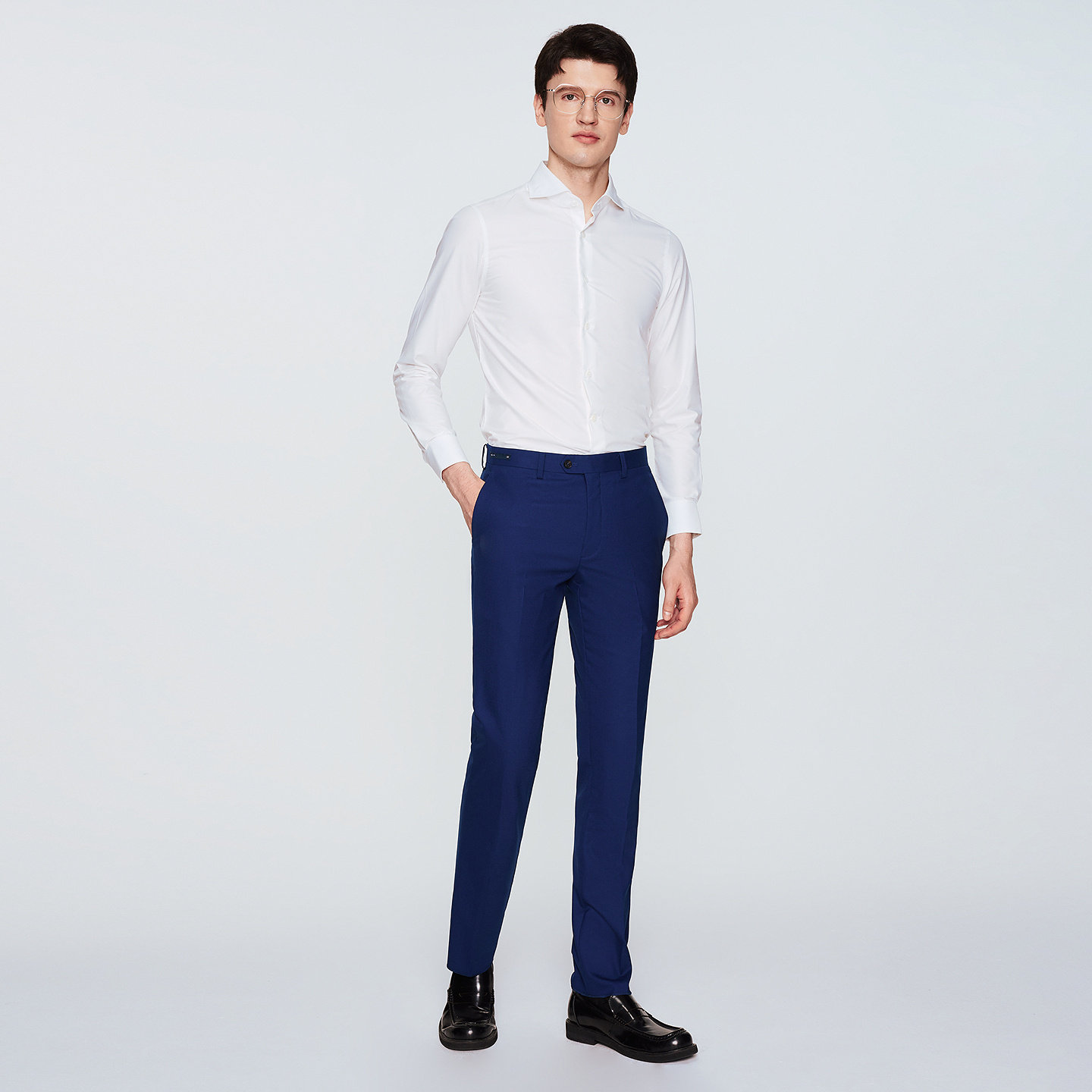 JODOLL乔顿男士绵羊毛西裤商务休闲深蓝色修身弹力直筒百搭单西裤,淘宝优惠券,粉丝福利购,淘宝优惠卷