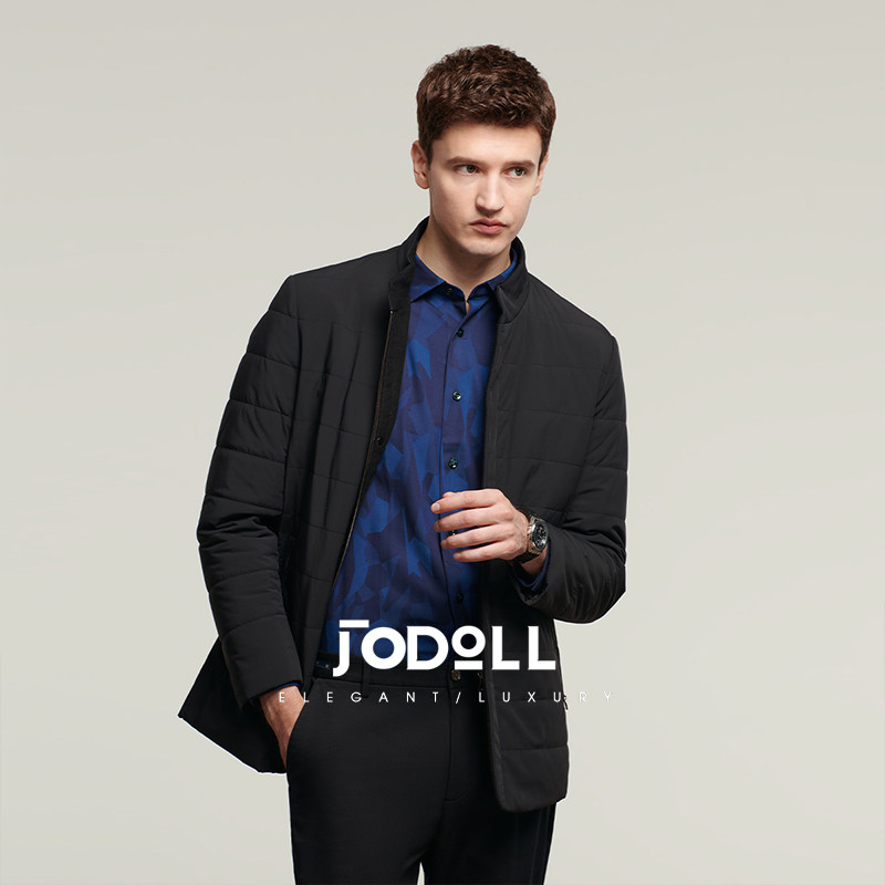 JODOLL乔顿男商务休闲羽绒服舒适白鸭绒立领简约百搭保暖毛皮服装 - 图0