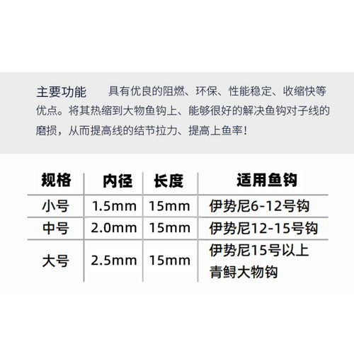大物鱼钩热缩钩柄防磨套巨物青鱼钩防滑护线胶套耐磨皮套渔具配件 - 图1