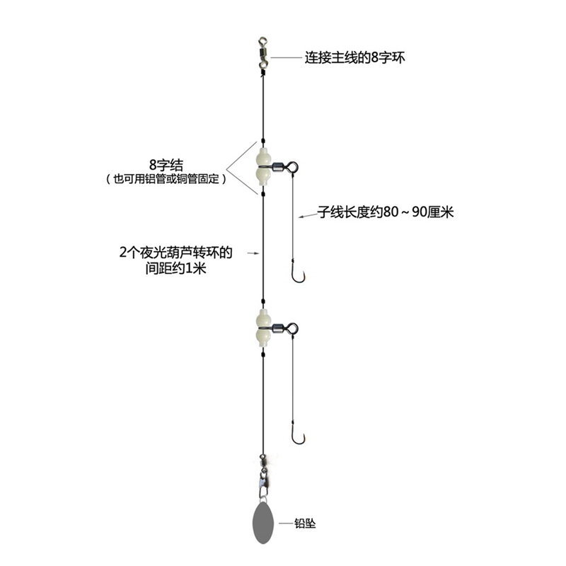 夜光葫芦转环天平分线器分钩八字环海钓船钓串钩连接转环渔具配件-图2