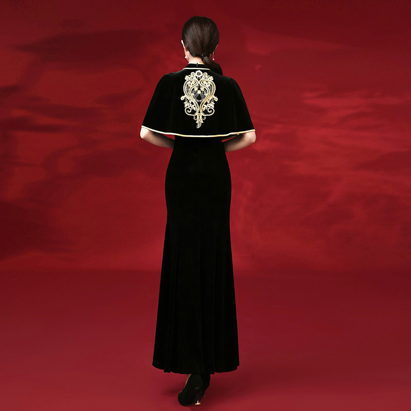 旗袍改良版连衣裙2020秋季晚礼服 朗格伊娃旗袍