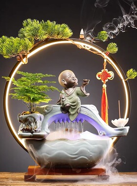 新中式招财喷泉摆件开业送礼