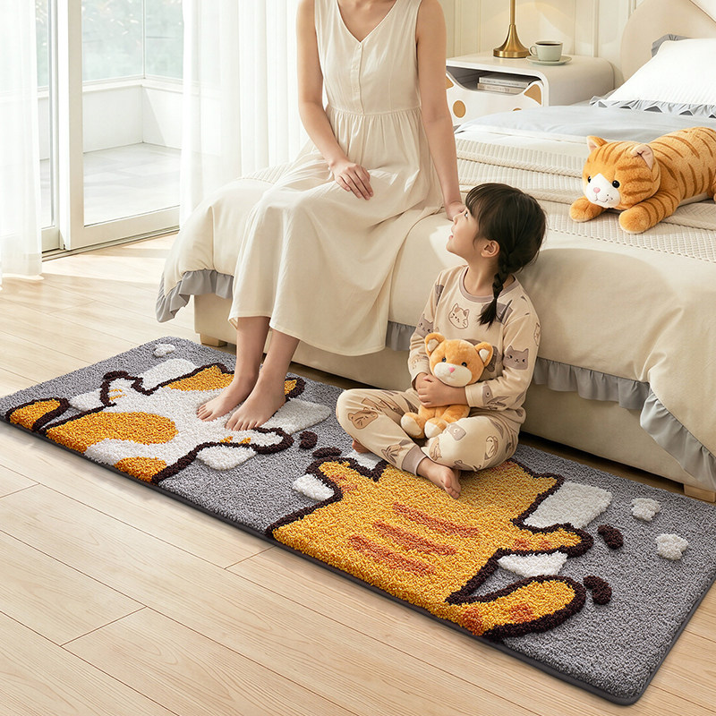 Dajiang Carpet Cartoon Cat Long Plush Floor Mat