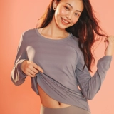 暴走的萝莉 Спортивный лонгслив, быстросохнущая одежда для йоги, футболка для спортзала, круглый воротник, оверсайз, для бега