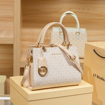 Hong Kong genuine leather handbag Pack woman 2023 new autumn and winter advanced texture Large capacity Totbag Single shoulder inclined satchel bag