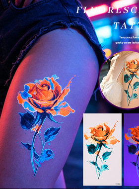 跨境欧美荧光纹身贴防水ins风水彩蝴蝶临时纹身夜店音乐节tattoos