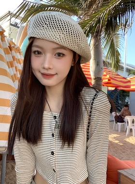 清凉感镂空设计贝雷帽