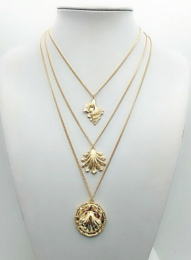 合金贝壳层次项链女脖子欧美颈链