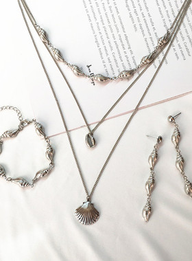 海边贝壳多层街拍波西米亚风项链