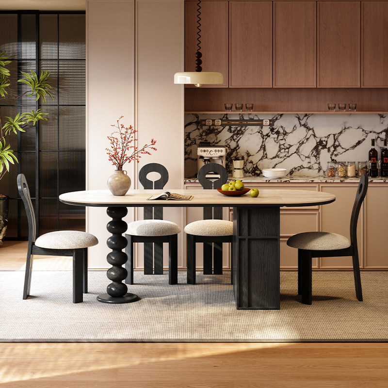 梵创 岛台餐桌一体可伸缩实木岩板小户型家用法式中古风折叠岛台,淘宝优惠券,粉丝福利购,淘宝优惠卷