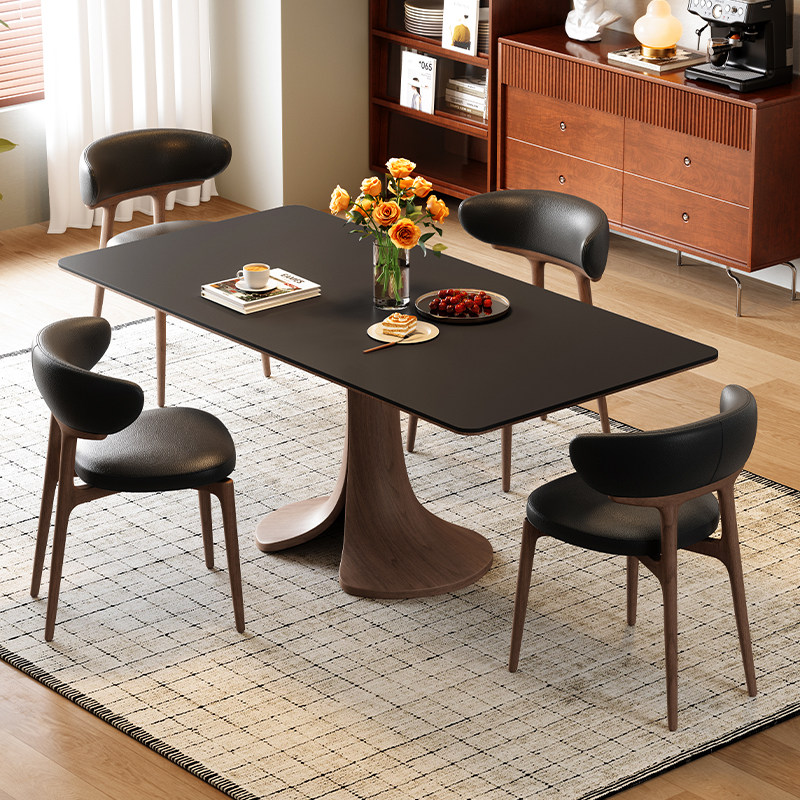 梵创 岩板实木餐桌长方形小户型现代简约全托哑光洞石岩板餐桌椅,淘宝优惠券,粉丝福利购,淘宝优惠卷