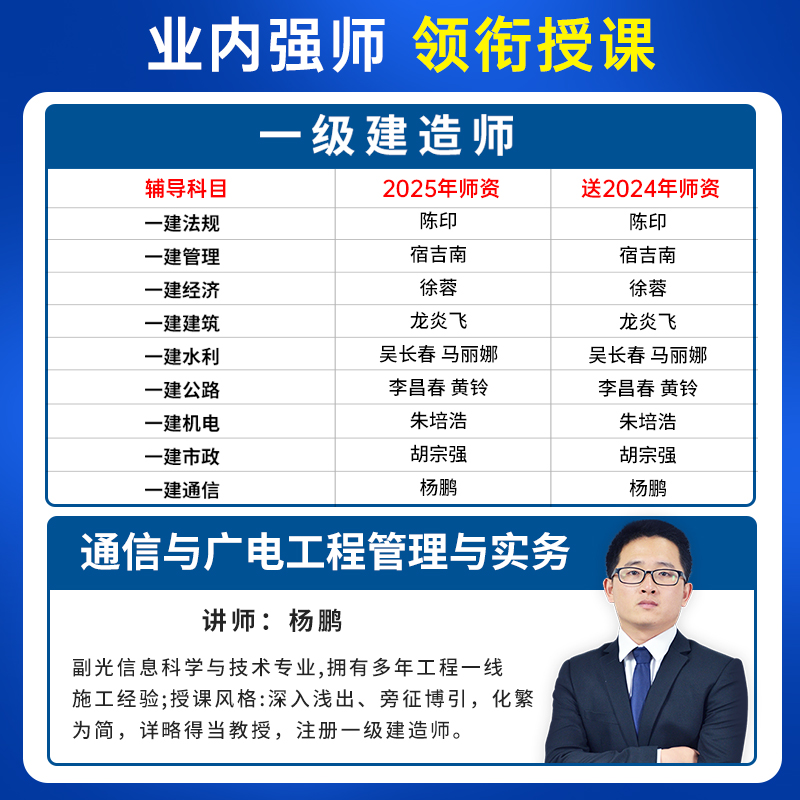 2025嗨学杨鹏一建通信与广电实务网课一级建造师视频教材老杨课程