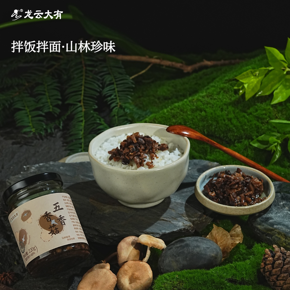 龙云大有五香香菇酱拌面拌饭酱不辣云南特产调料蘑菇即食罐装220g,淘宝优惠券,粉丝福利购,淘宝优惠卷