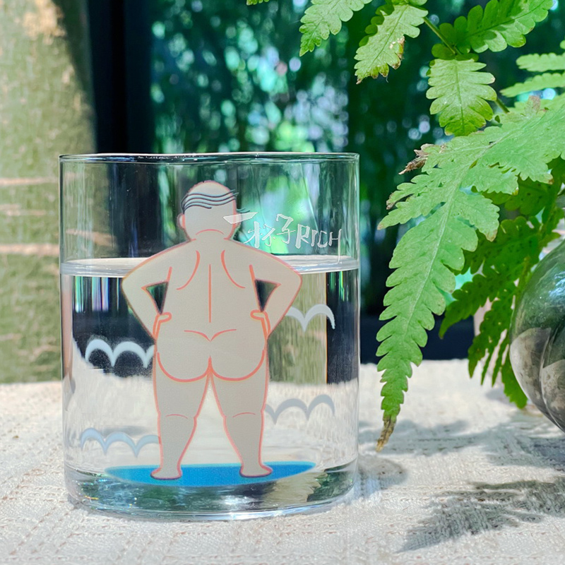 微胖夫妻系列玻璃杯创意搞怪水杯泡茶杯家用咖啡杯冷饮杯牛奶杯-图1