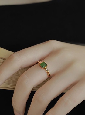 落青竹和田玉碧玉戒指女玉石指环