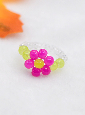 ins风网 红爆款个性彩色编织米珠戒指 时尚跨境爆款配饰指环ring