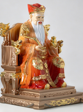 土地公公土地婆家用神像摆件一对