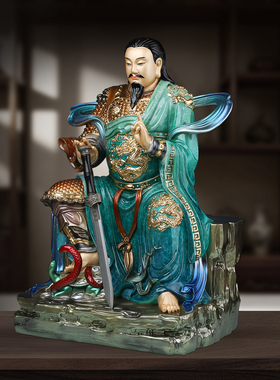 汉白玉真武大帝神像摆件玄天上帝