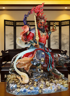 武财神赵公明神像玉石摆件家用