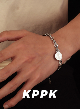 硬币头像手链男士ins潮牌钛钢不掉色小众设计感高级复古情侣饰品