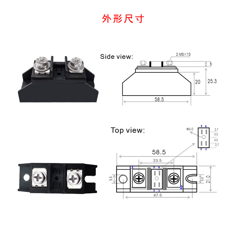 小型二极管模块MD10A放反充25A40A 55A70A 100A 150A电动车防逆流 - 图0