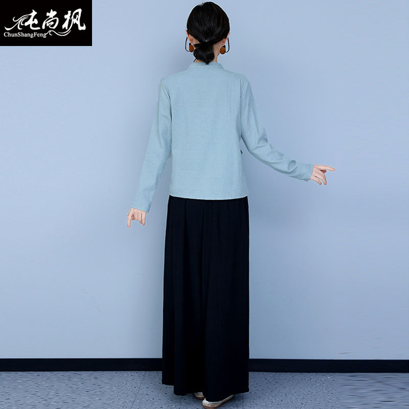中式唐装禅意女装茶服秋冬棉麻汉服 纯尚枫女装上衣