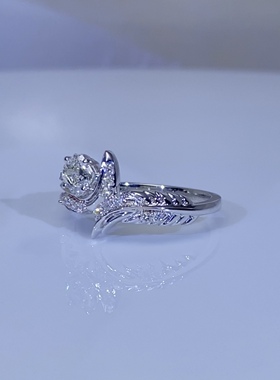 定制恋与深空秦彻婚戒纯银镶培育红宝莫桑钻镀铑金游戏周边刻字礼