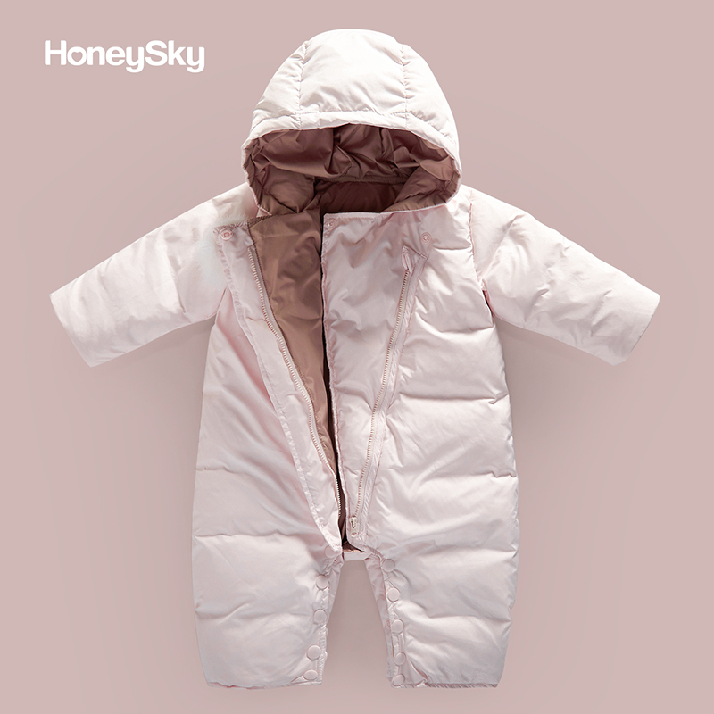 honeysky羽绒服连帽外出抱衣连身衣 honeysky羽绒连体衣