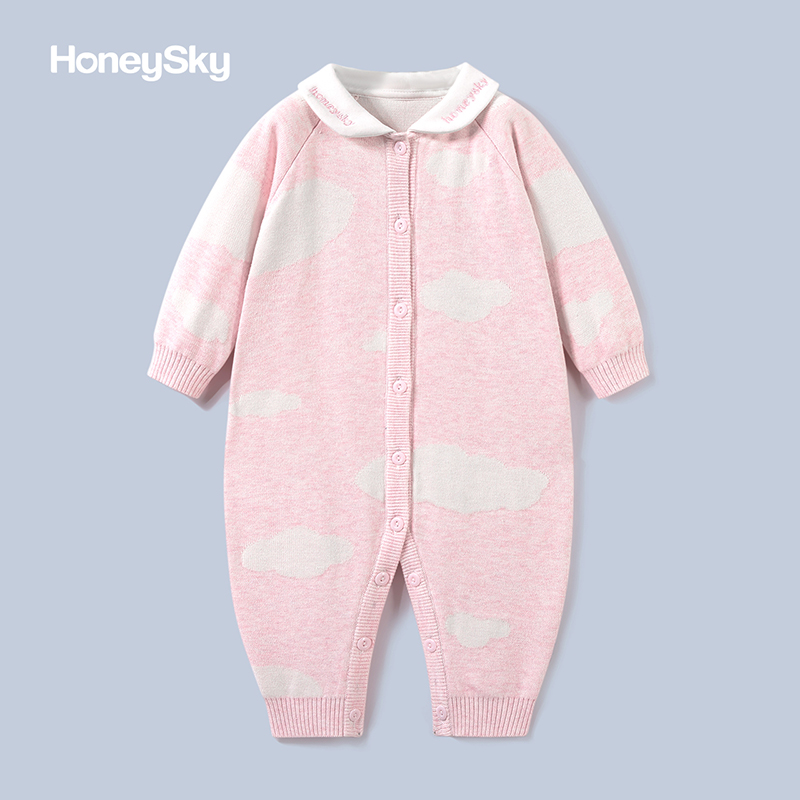 honeysky春秋可爱宝宝翻领外出哈衣 honeysky连身衣/爬服/哈衣