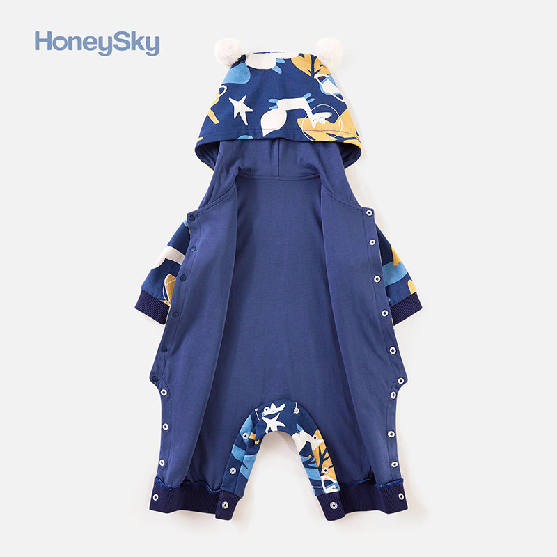 honeysky新生儿春秋宝宝连帽哈衣 honeysky连身衣/爬服/哈衣