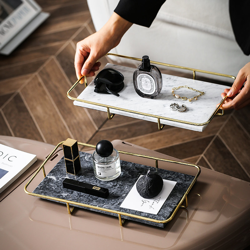 天然大理石长方形托盘化妆品置物架卫生间玄关收纳架香薰香水收纳,淘宝优惠券,粉丝福利购,淘宝优惠卷