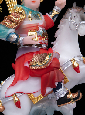 报马将军神像汉白玉中式堂口摆件