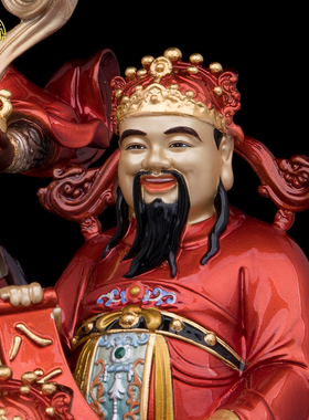 五路财爷像供奉店铺招财黄铜摆件