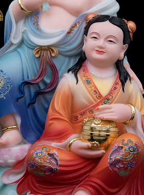 和合二圣供奉家用汉白玉祝福摆件