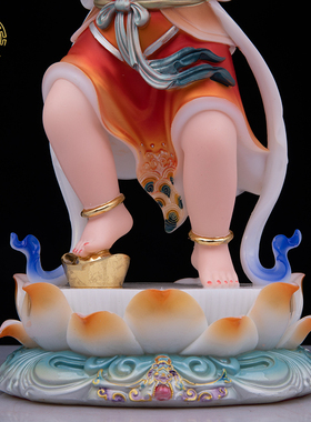 金童玉女神像汉白玉中式客厅彩绘