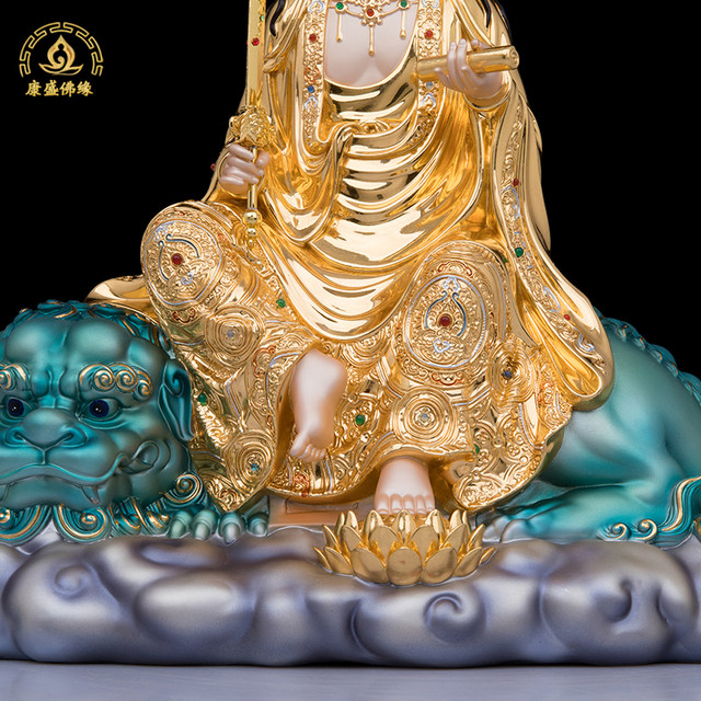 Bronze raised sword Manjushri Puxian Bodhisattva Chinese style living room home