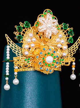 纯手工中式客厅神像凤冠