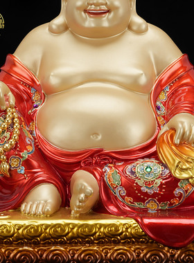 纯铜珐琅彩宽体弥勒笑佛招财摆件