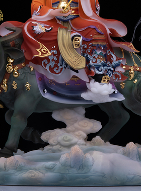 汉白玉骑青牛太上老君神像家用