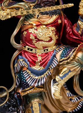 纯铜彩绘赵公明站像家用招财摆件