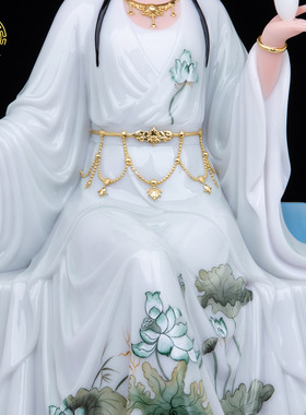 汉白玉观音菩萨佛像中式家居摆件