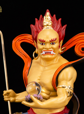 祥狮纯铜桌面鬼王面然大士爷神像