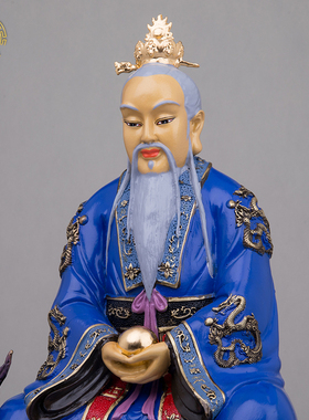 三清道祖像黄铜彩绘中式桌面摆件