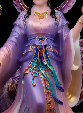 踏凤九天玄女神像汉白玉客厅摆件